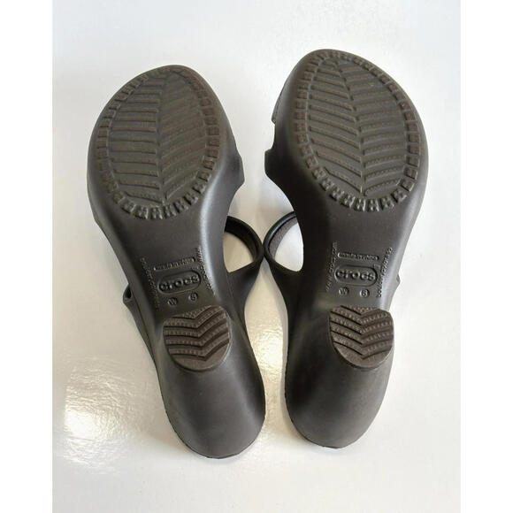 Crocs Cyprus Slip On Platform High Heels Women's Size 8 Brown Strappy Sandals - Picture 8 of 16